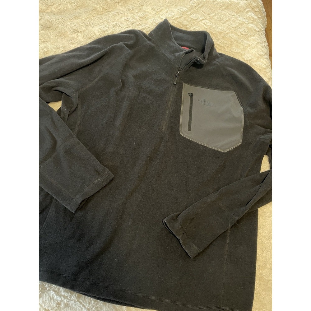 The North Face Solid Black Grey Pocket Fleece XL Pullover 1/4 Zip Warm Winter
